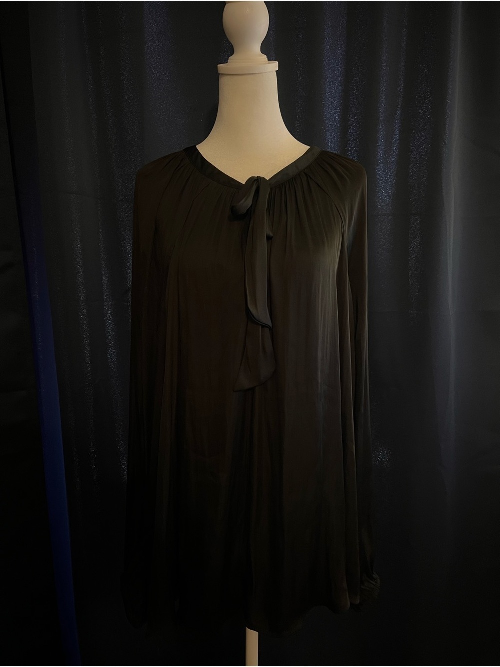 Torrid Black Tie Neck Long Sleeve Blouse Size 2 Chiffon Career Plus Size